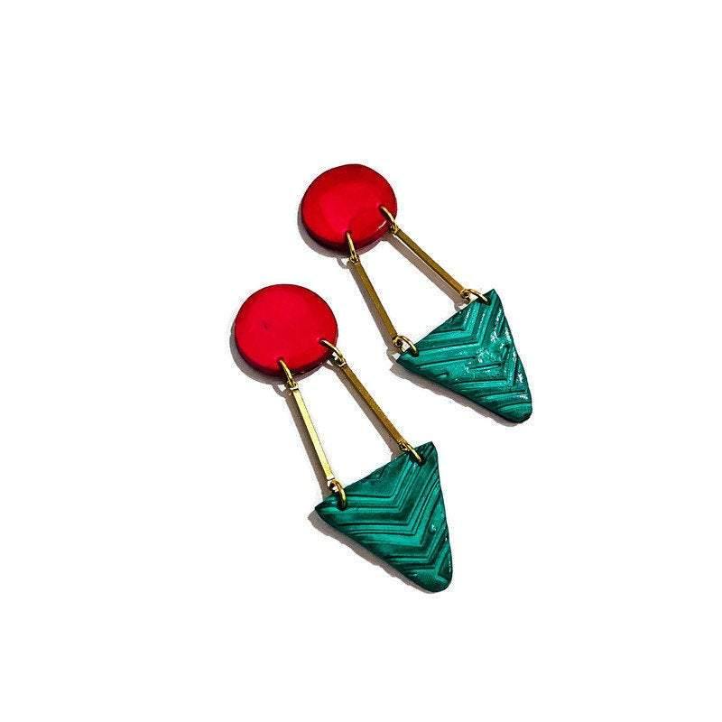 Black & Gold Art Deco Earrings Handmade- "Dupa"