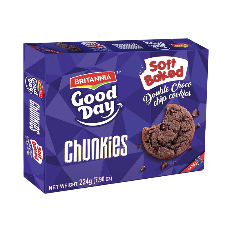 Britannia Chunkies Double Choco Chip Cookies 224g