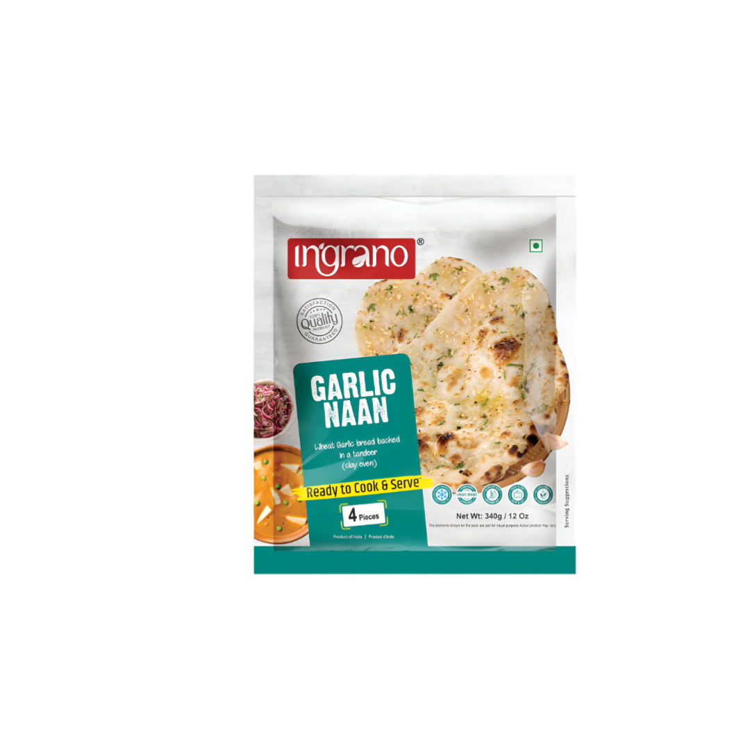 Ingrano Garlic Naan 340g (4 Pcs)