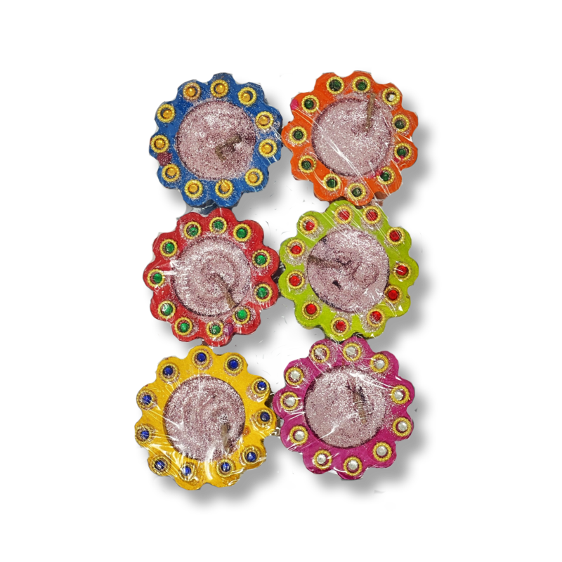 Kitchen Queen Star Diya Set of 6 with Wax