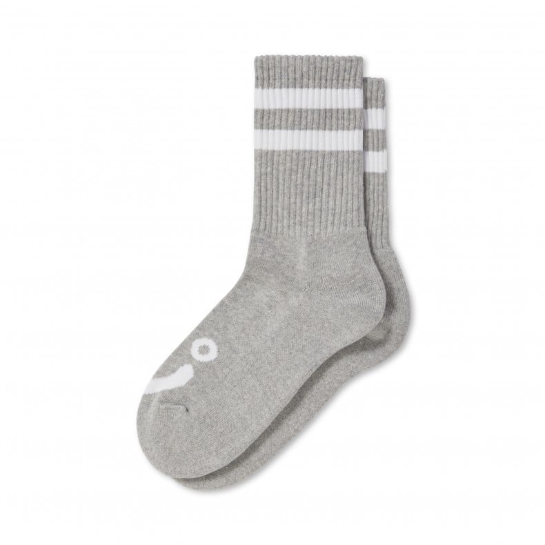 Polar Skate Co. 'Happy Sad' Rib Socks - Heather Grey