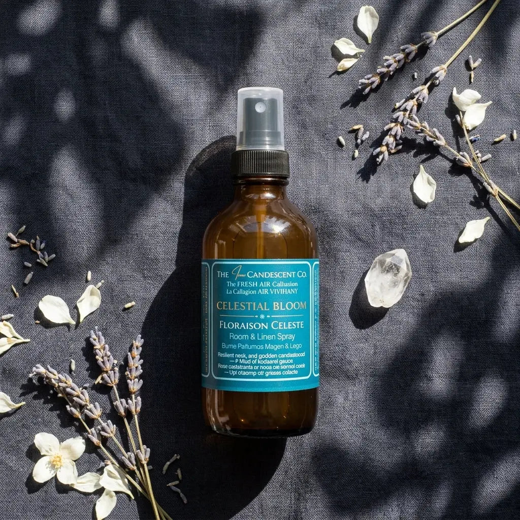 Vaporisateur d’ambiance et literie Celestial Bloom – Rose et ambre, sans alcool