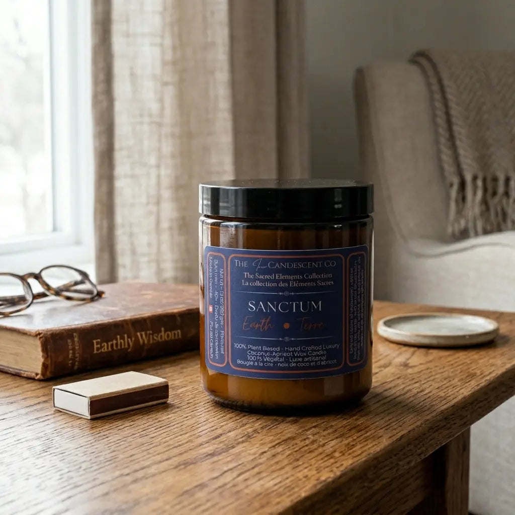 Bougie Sanctum – Terreuse, cire de coco et d’abricot | Élément Terre