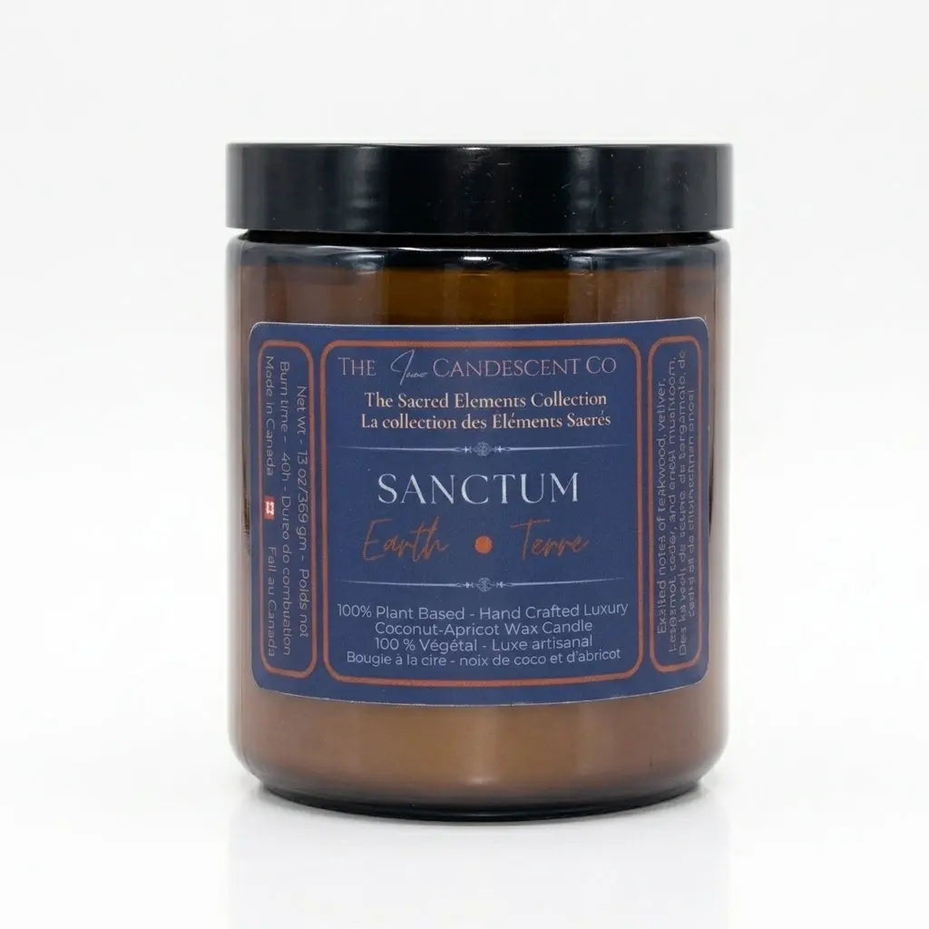Bougie Sanctum – Terreuse, cire de coco et d’abricot | Élément Terre
