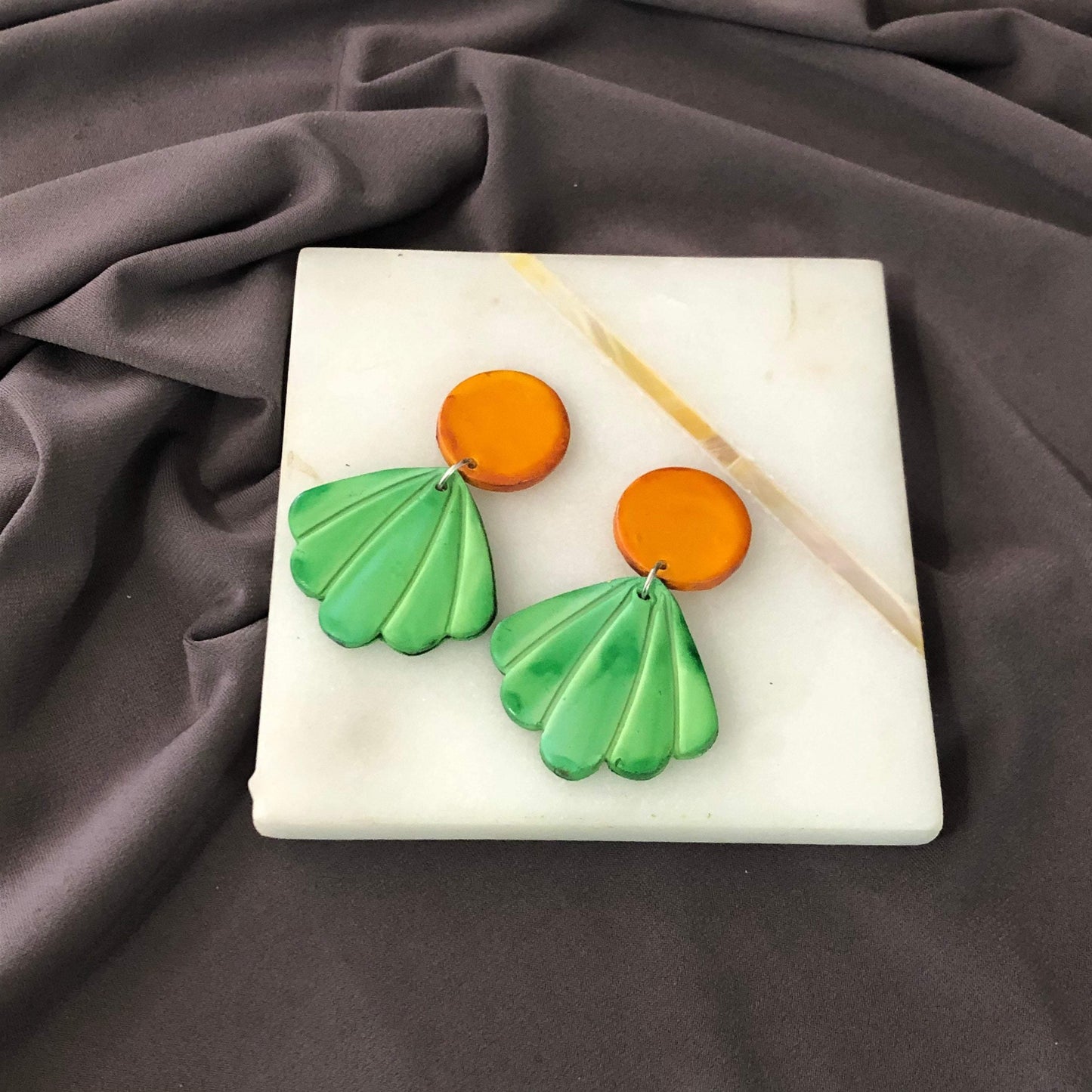 Seashell Drop Statement Earrings, Post or Clip On – "Sarah"