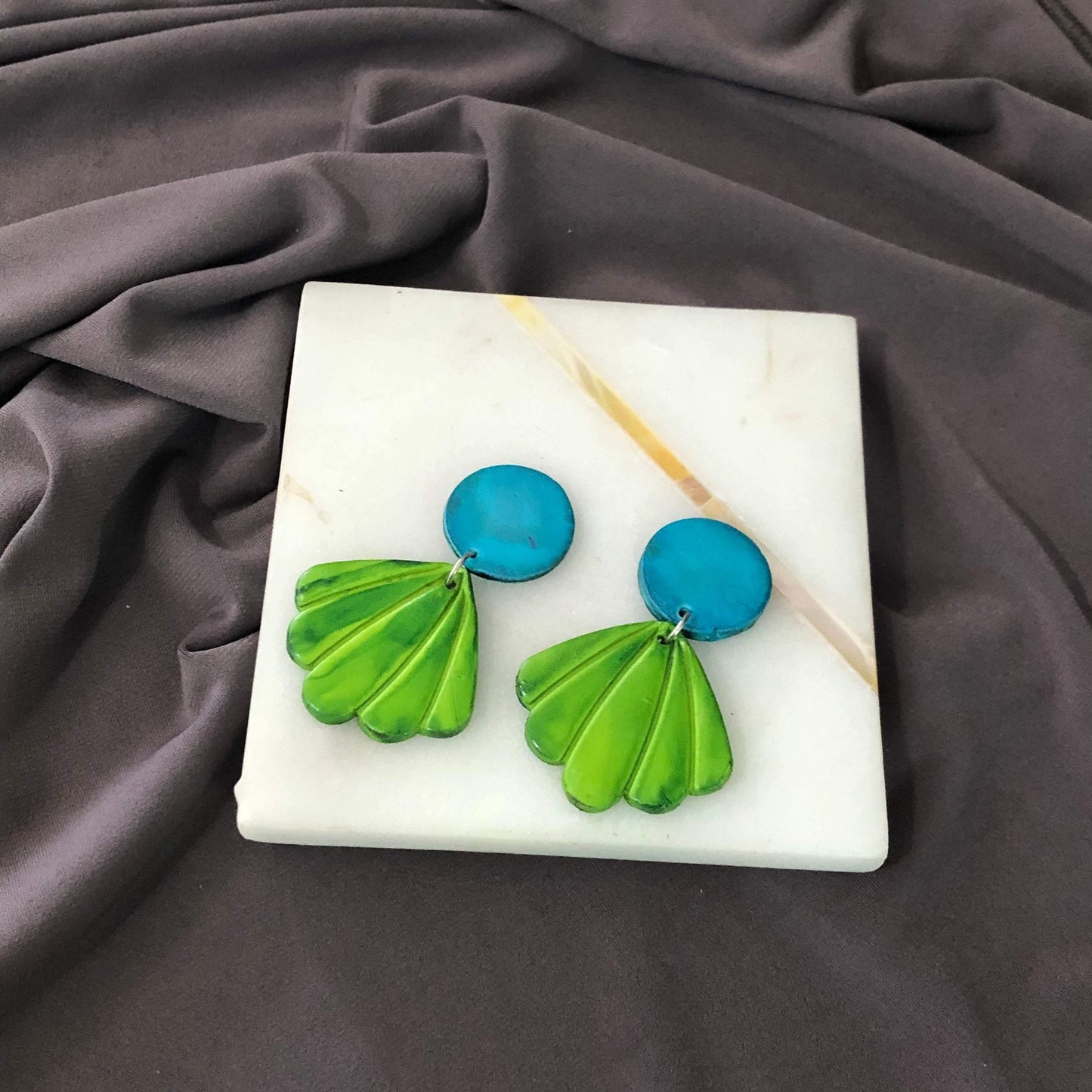 Seashell Drop Statement Earrings, Post or Clip On – "Sarah"