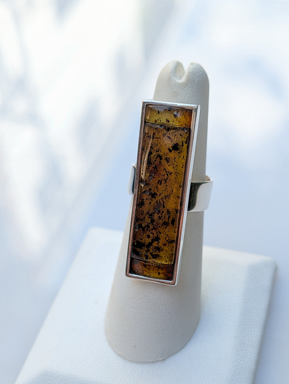 Forest Light Ring — Baltic Amber & Sterling Silver