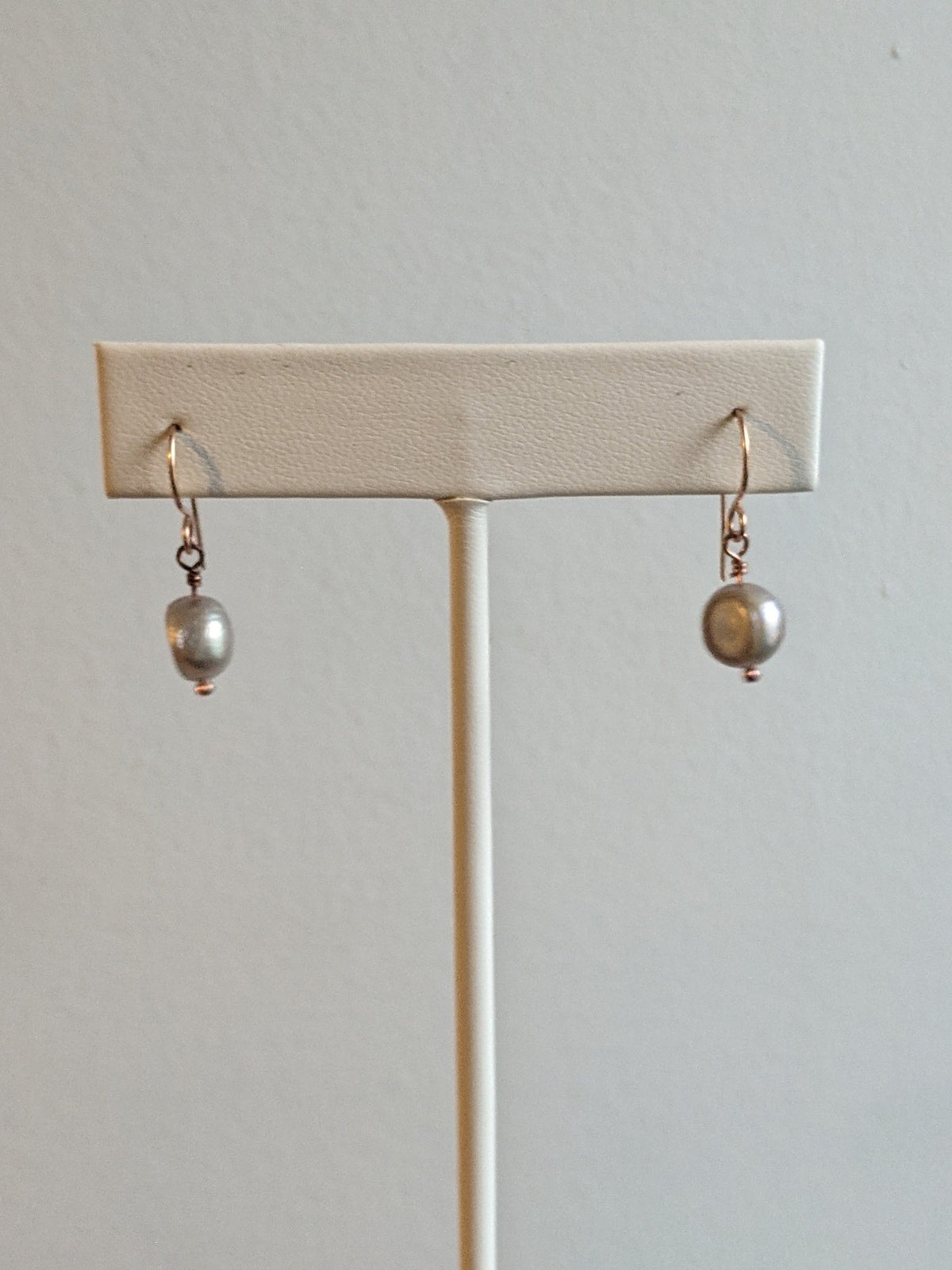 Gray Pearl Earrings — Rose Gold Fill