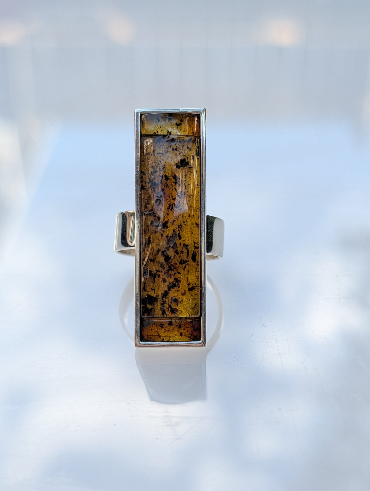 Forest Light Ring — Baltic Amber & Sterling Silver