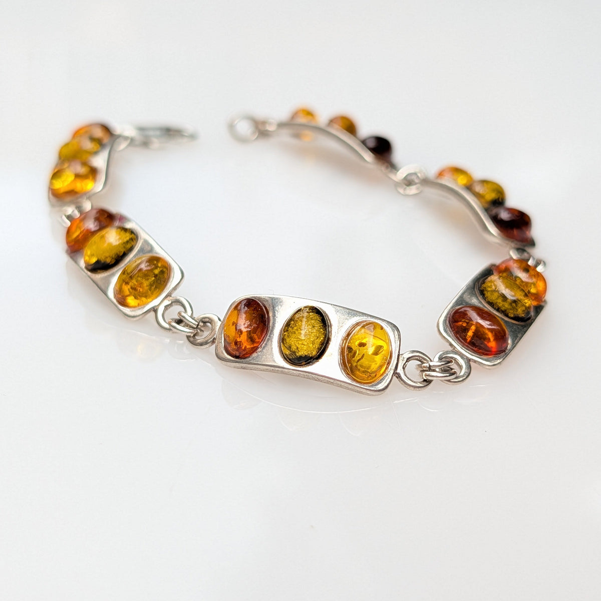 Helios Arc Bracelet — Baltic Amber & Sterling Silver