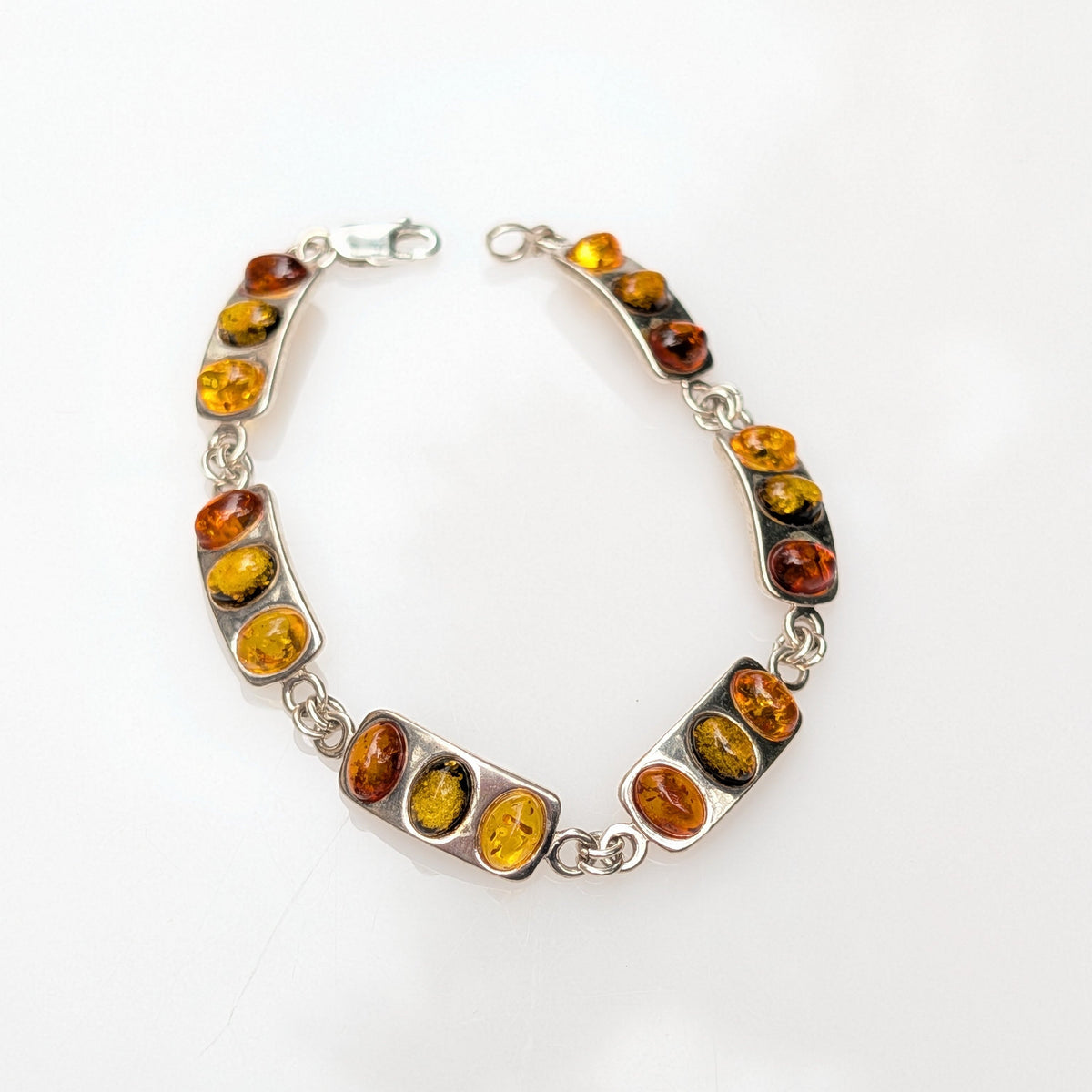 Helios Arc Bracelet — Baltic Amber & Sterling Silver
