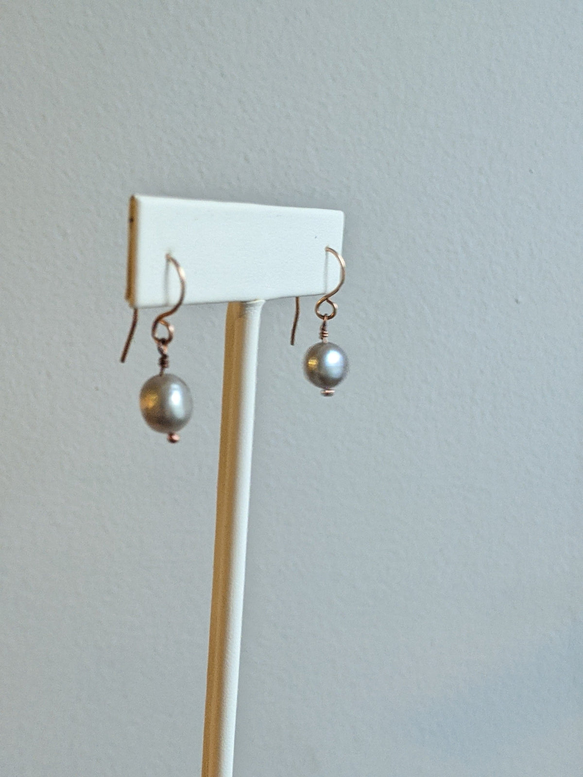 Gray Pearl Earrings — Rose Gold Fill