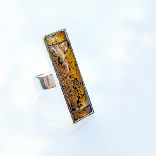 Forest Light Ring — Baltic Amber & Sterling Silver