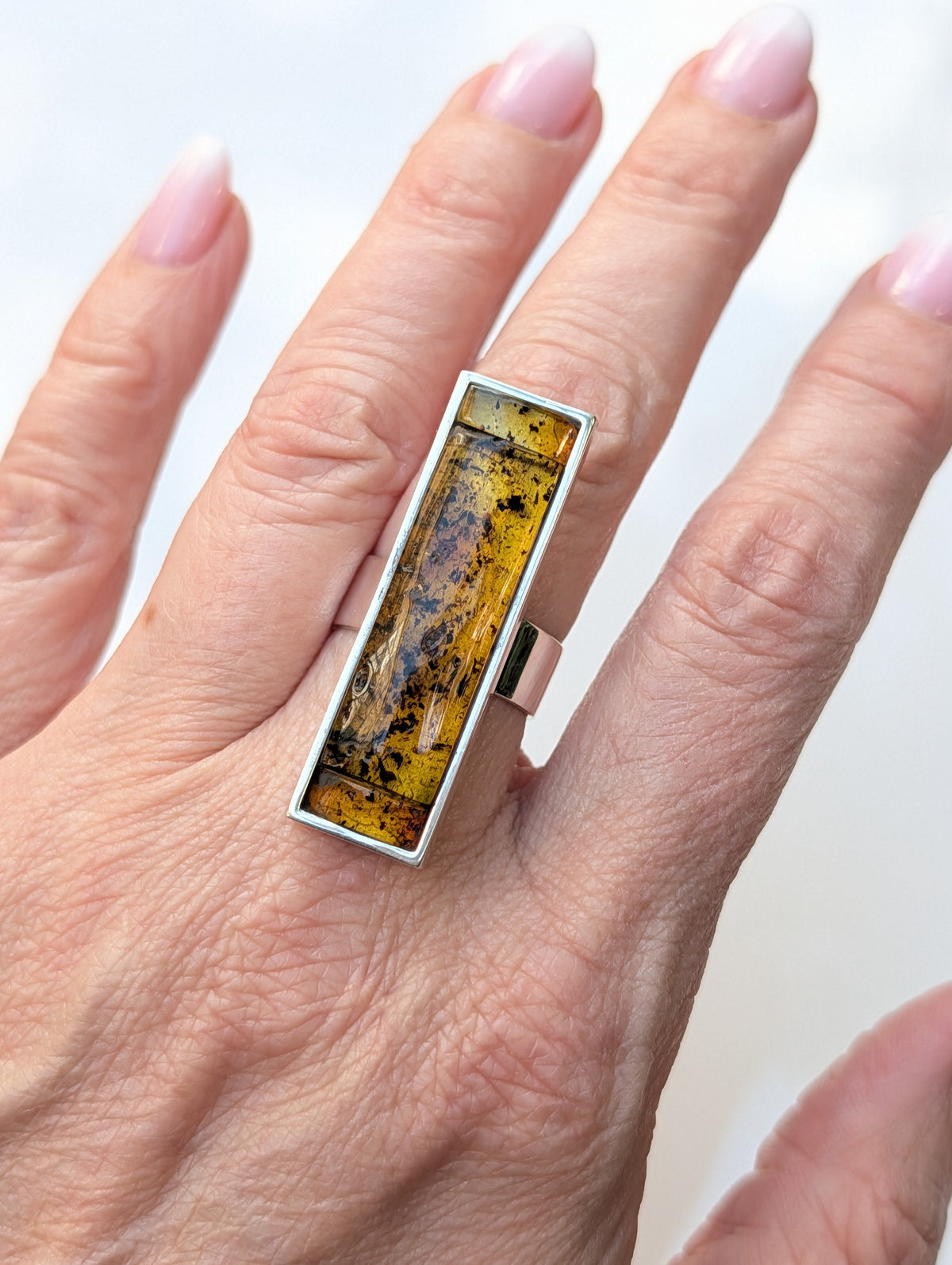 Forest Light Ring — Baltic Amber & Sterling Silver