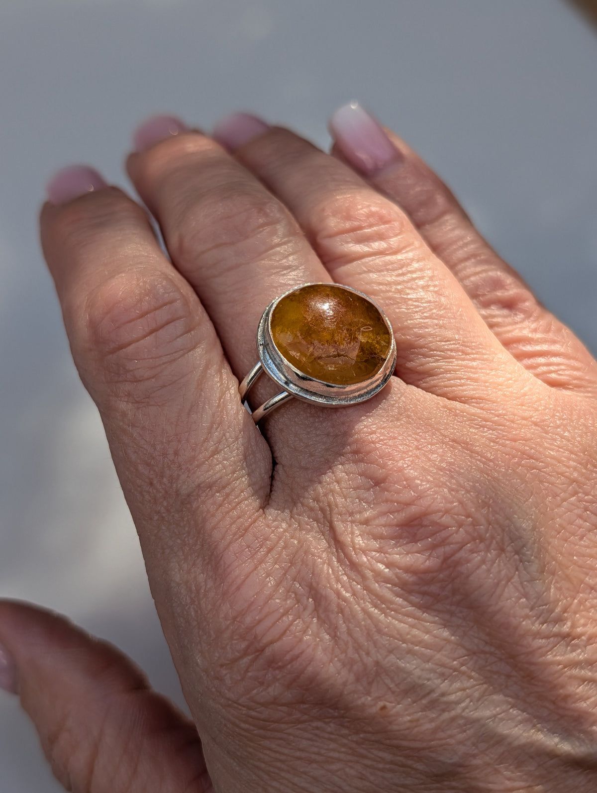 Forge — Yellow Healer Amethyst Ring in Sterling Silver, Size 8