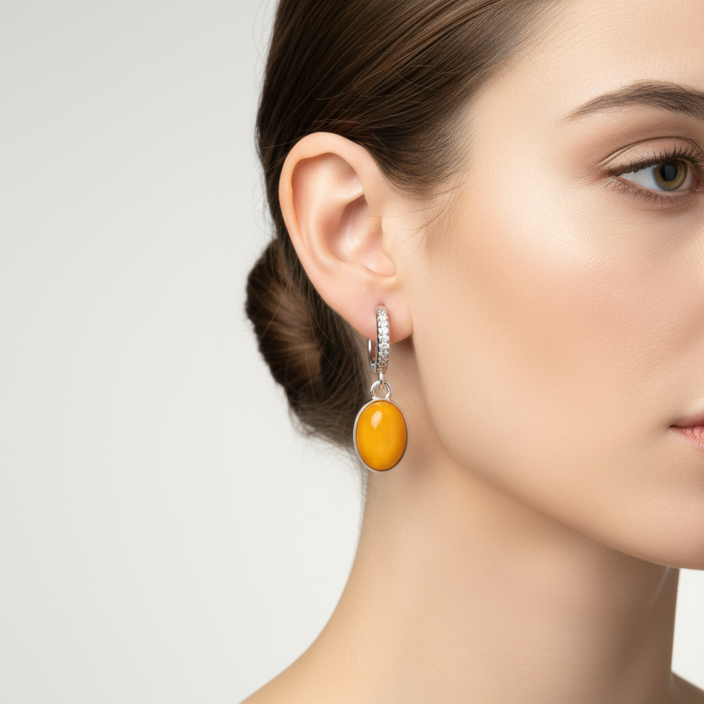 Honeylight Earrings — Baltic Amber & Sterling Silver