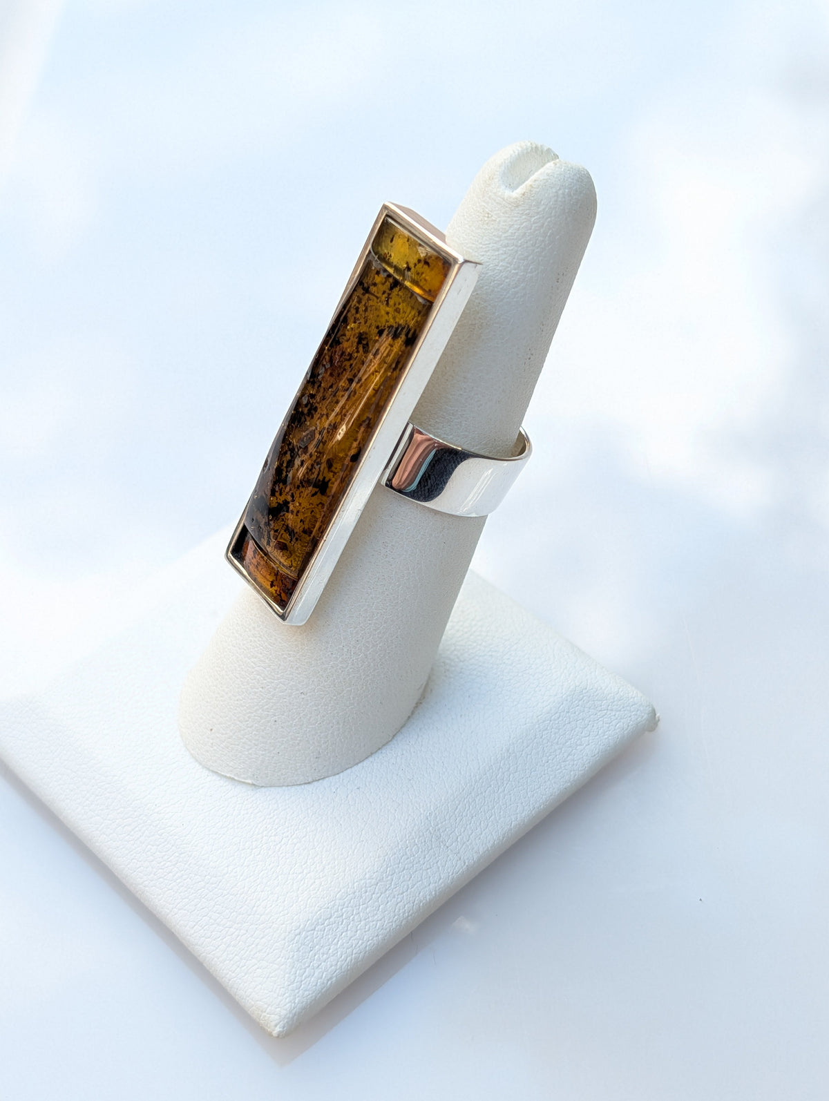 Forest Light Ring — Baltic Amber & Sterling Silver