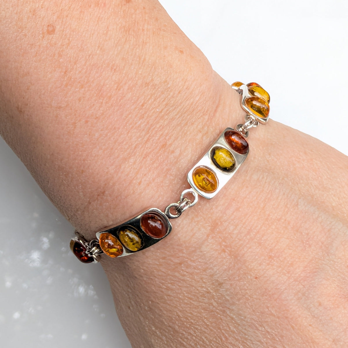 Helios Arc Bracelet — Baltic Amber & Sterling Silver