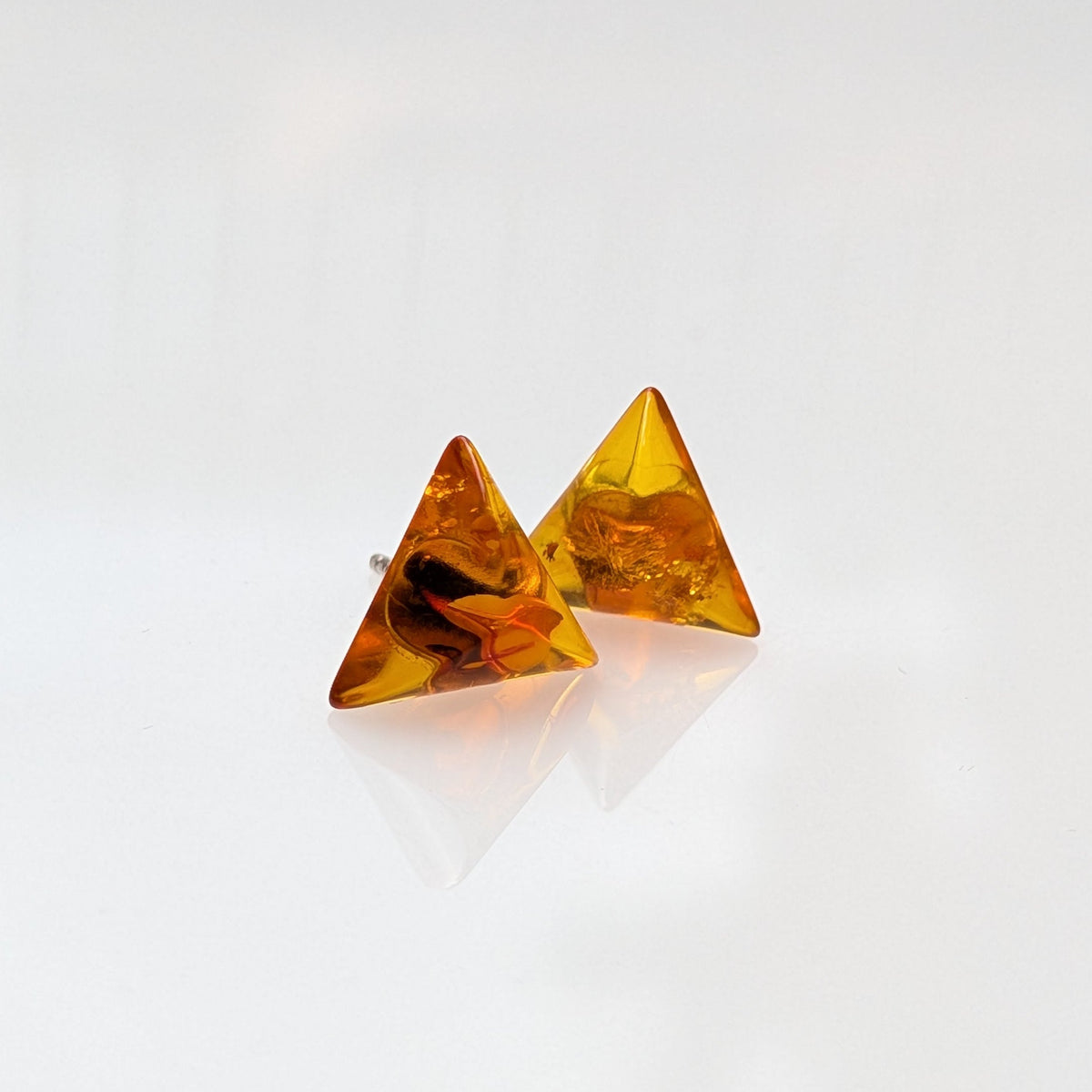 Amber Delta Studs — Baltic Amber & Sterling Silver