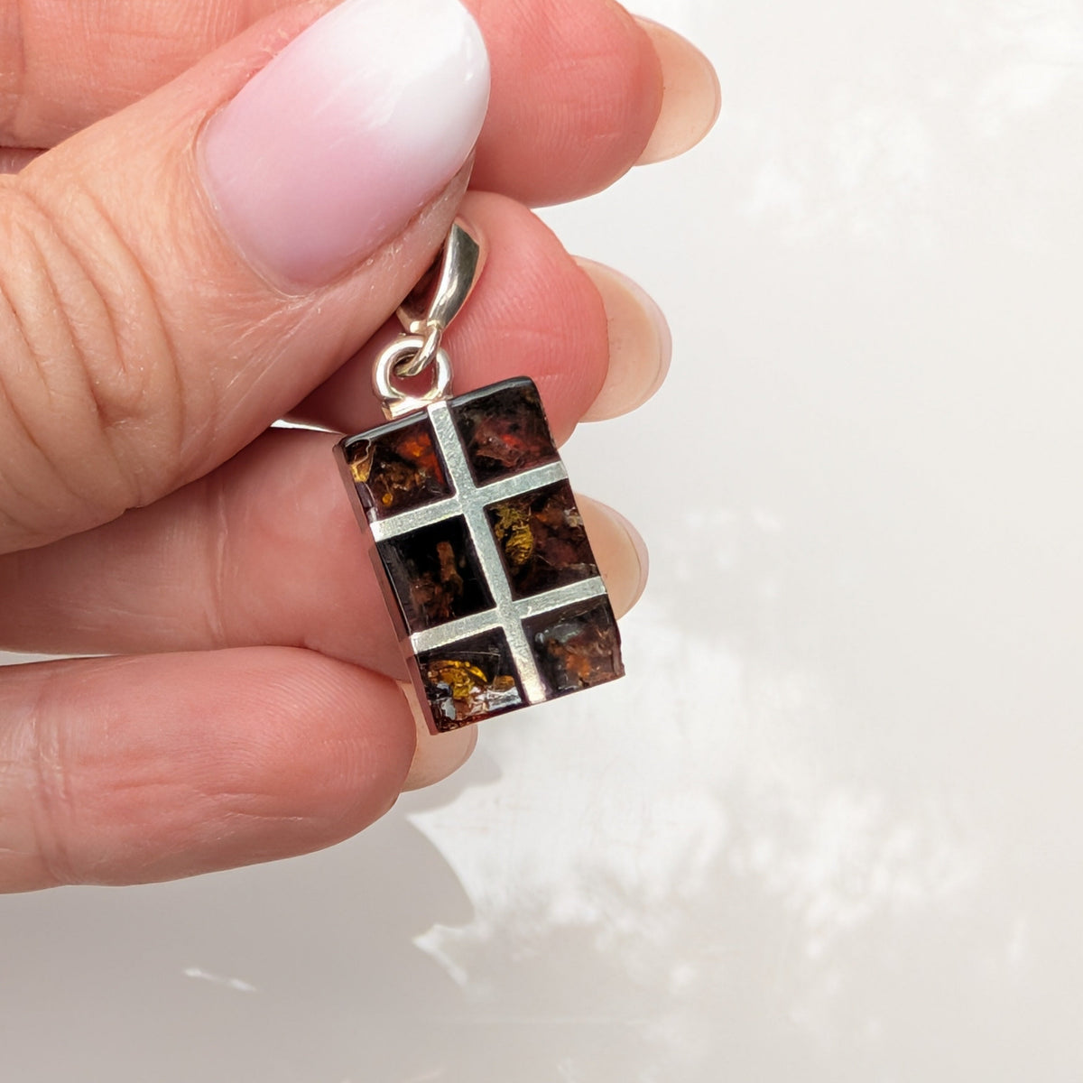 Golden Axis Pendant — Baltic Amber & Sterling Silver
