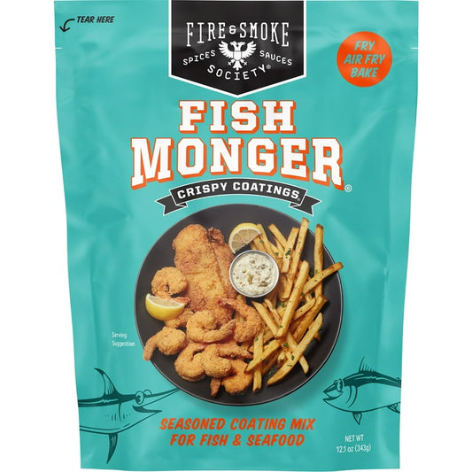 Fire & Smoke Society Southern Style Crispy Fish Fry Mix, Fish Monger Coating, 12.1oz