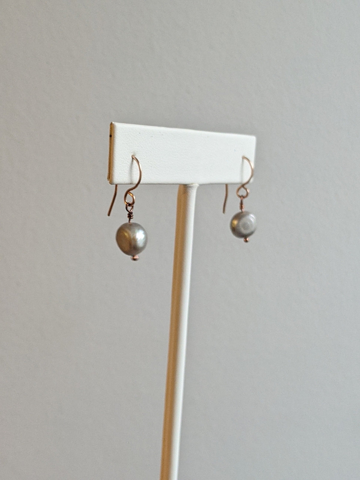 Gray Pearl Earrings — Rose Gold Fill