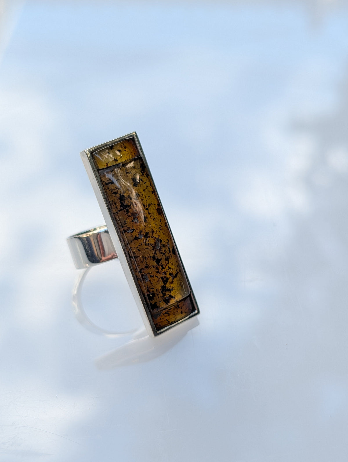 Forest Light Ring — Baltic Amber & Sterling Silver