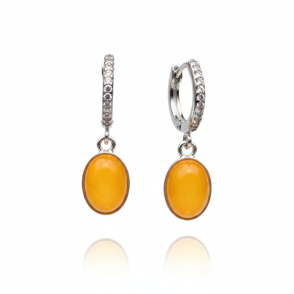Honeylight Earrings — Baltic Amber & Sterling Silver