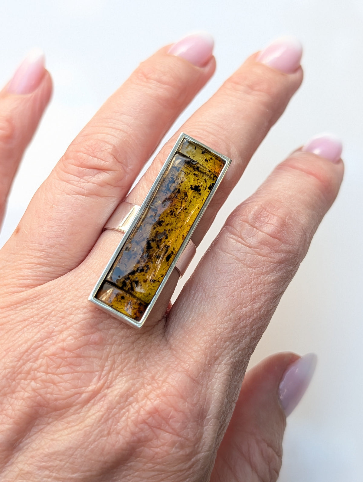 Forest Light Ring — Baltic Amber & Sterling Silver