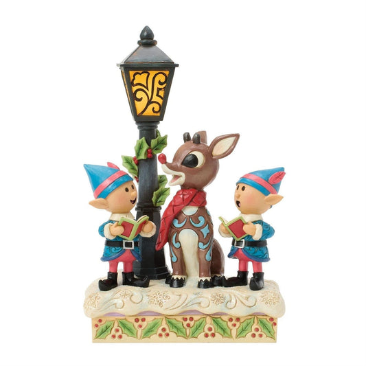 Rudolph the Red Nose Reindeer - Rudolph and Elves Caroling Jim Shore