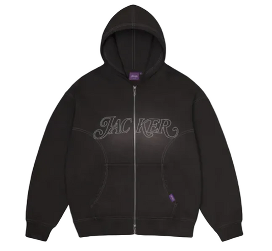 Jacker 'Rough' Garment Dyed Premium Zip-Up Hoodie - Black