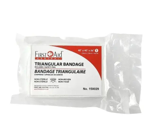 Bandage triangulaire avec épingles de sûreté, emballage sous vide, non stérile, 101,6 x 101,6 x 142,2 cm