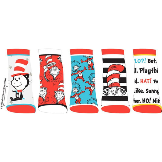 The Cat in the Hat 5pk Ankle Socks Youth Set