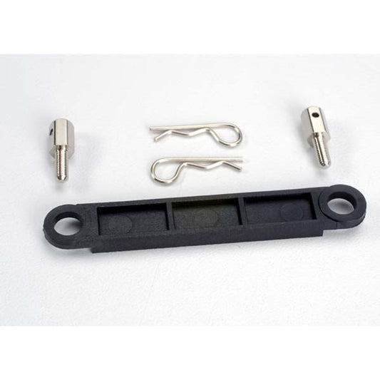 Traxxas 3727 Battery Hold Down Plate (Black)(2 Body Clips) NIB