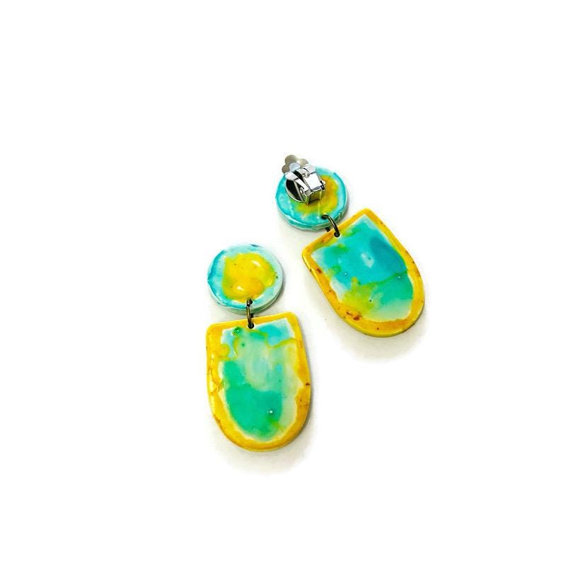 Pastel Clip On Earrings Handmade & Painted
