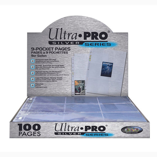 Classeurs à 9 pochettes Ultra Pro Silver Series pour cartes de taille standard, paquet de 100