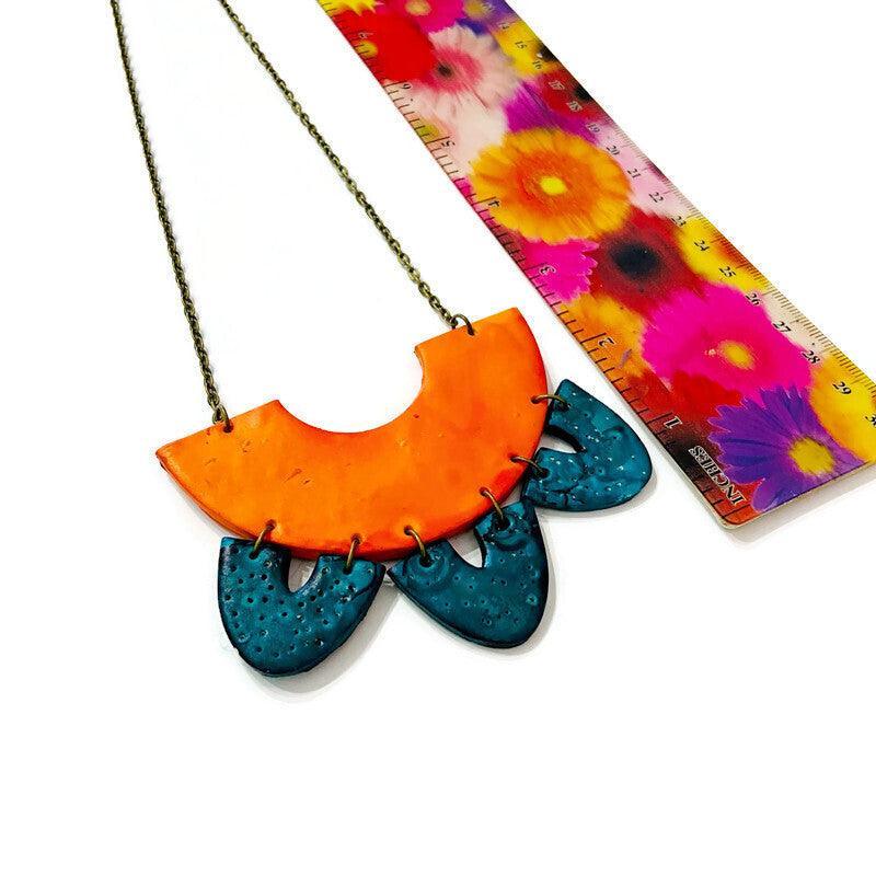 Unique Jewelry Set with Bib Necklace and Statement Earrings