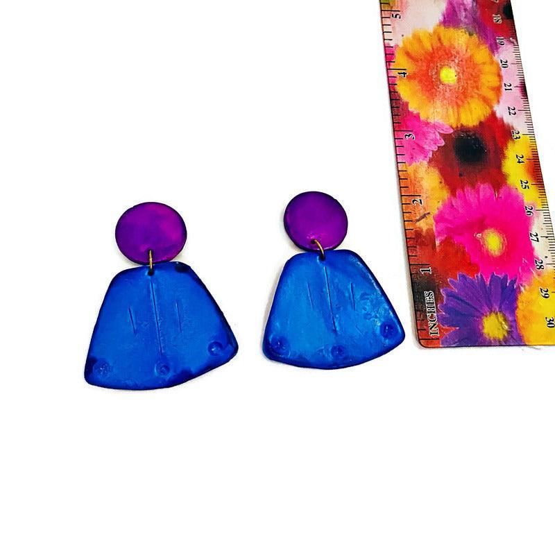 Unique Statement Necklace Handmade & Painted Blue Black Purple