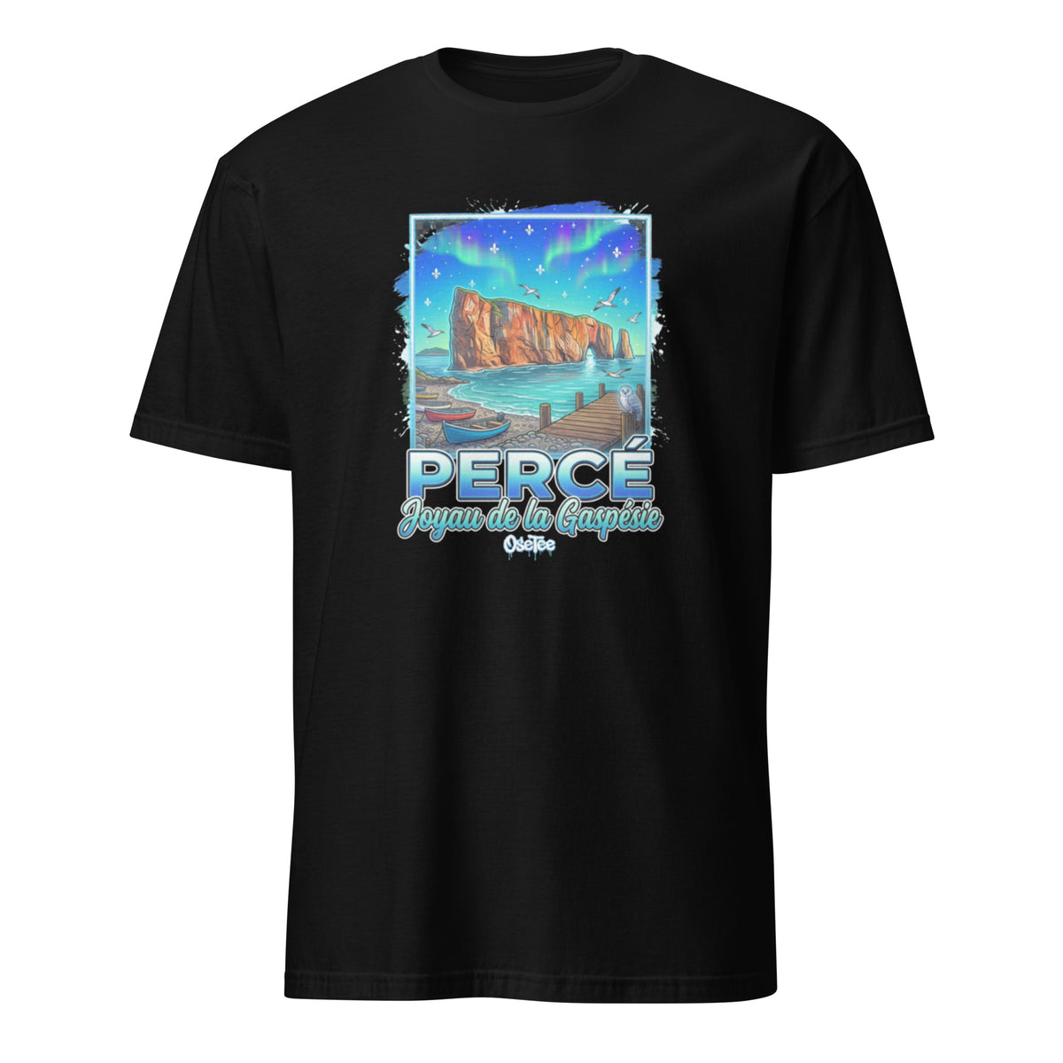 OseTee Percé T-shirt, Black – T-shirt Percé noir, Gaspésie, Québec