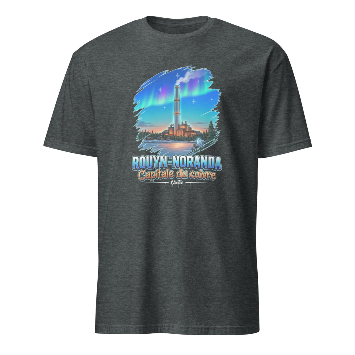 OseTee Rouyn-Noranda T-shirt, Dark Heather – T-shirt Rouyn-Noranda gris chiné foncé, Abitibi-Témiscamingue, Québec