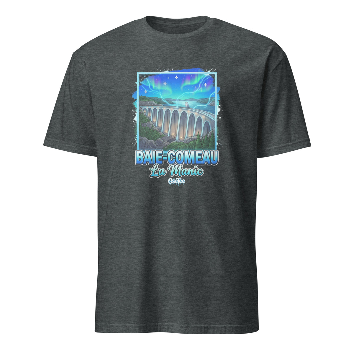 OseTee Baie-Comeau T-shirt, Dark Heather – T-shirt Baie-Comeau gris chiné foncé, Côte-Nord, Québec