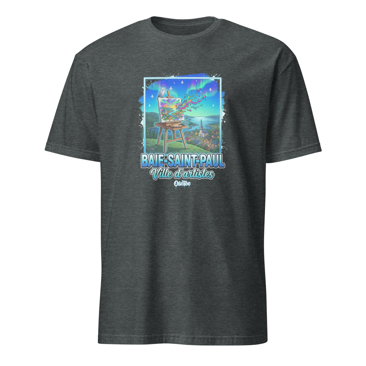 OseTee Baie-Saint-Paul T-shirt, Dark Heather – T-shirt Baie-Saint-Paul gris chiné foncé, Charlevoix, Québec