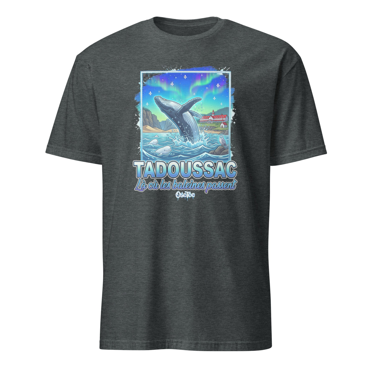 OseTee Tadoussac T-shirt, Dark Heather – T-shirt Tadoussac gris chiné foncé, Côte-Nord, Québec