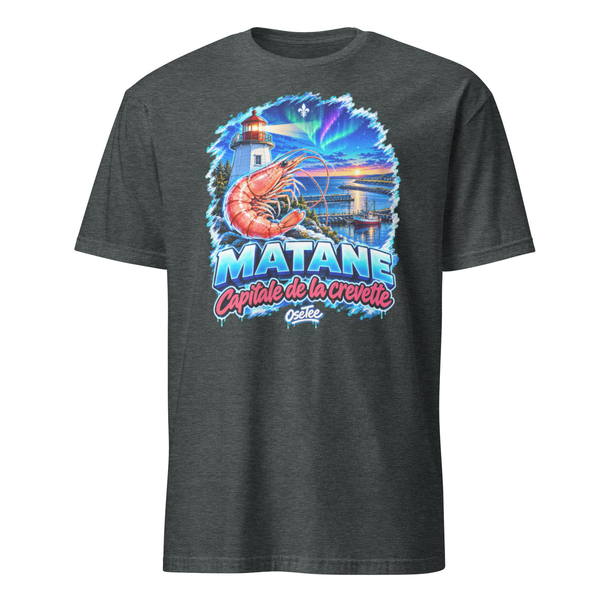 OseTee Matane T-shirt, Dark Heather – T-shirt Matane gris chiné foncé, Gaspésie, Québec