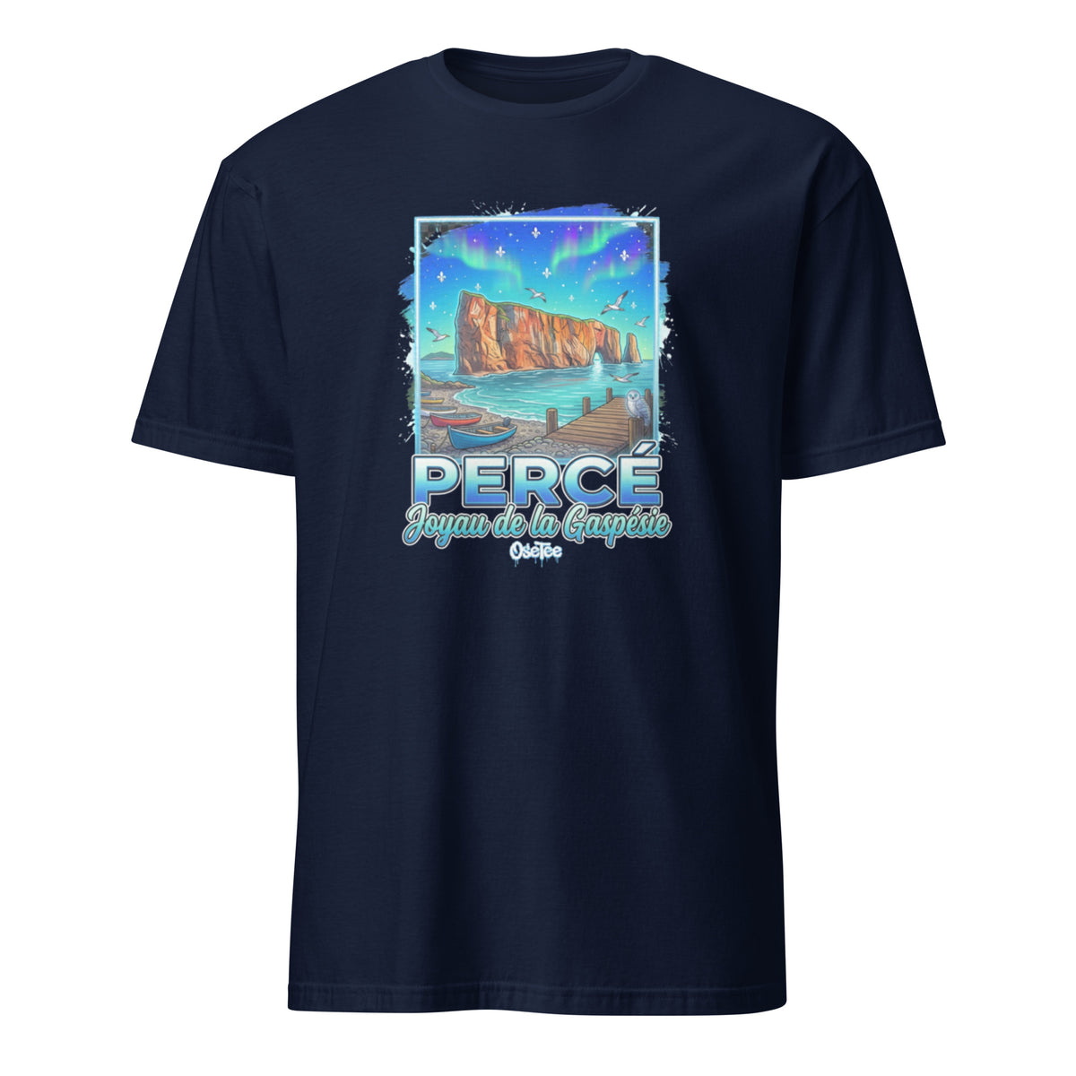 OseTee Percé T-shirt, Navy – T-shirt Percé marine, Gaspésie, Québec