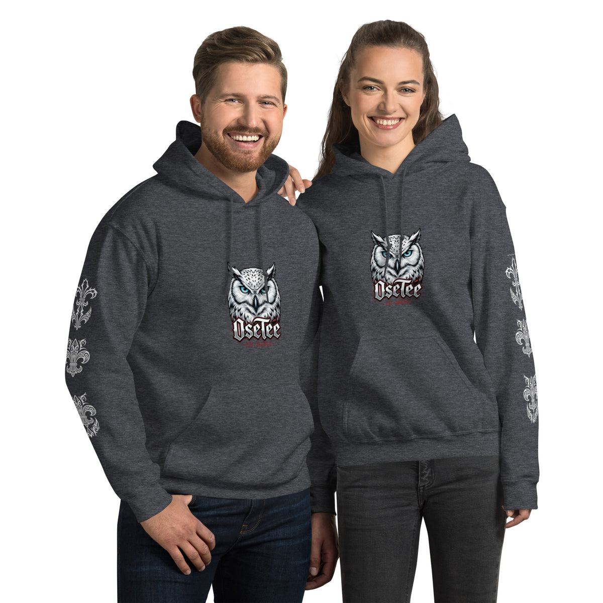 Hoodie OseTee Premium gris chiné foncé – coton ouaté québécois unisexe
