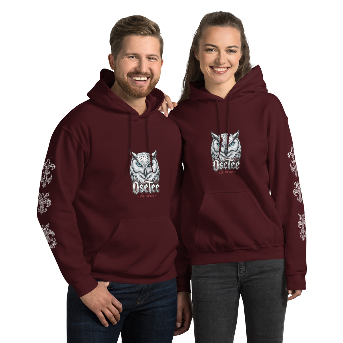 Hoodie OseTee Premium bordeaux – coton ouaté québécois unisexe