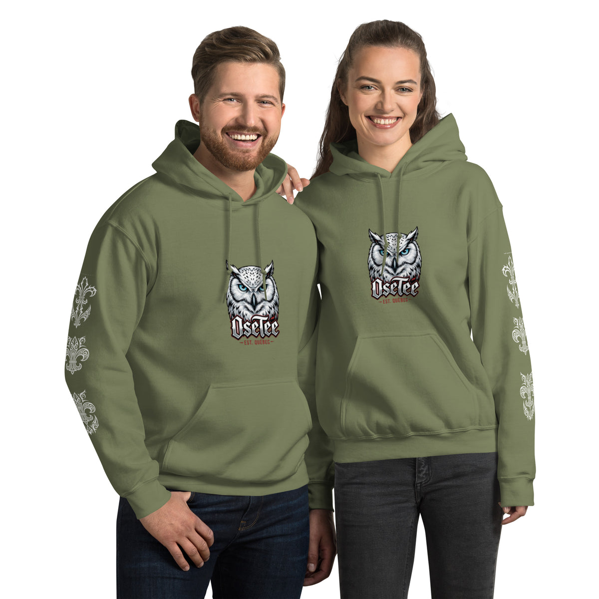 Hoodie OseTee Premium vert militaire – coton ouaté québécois unisexe