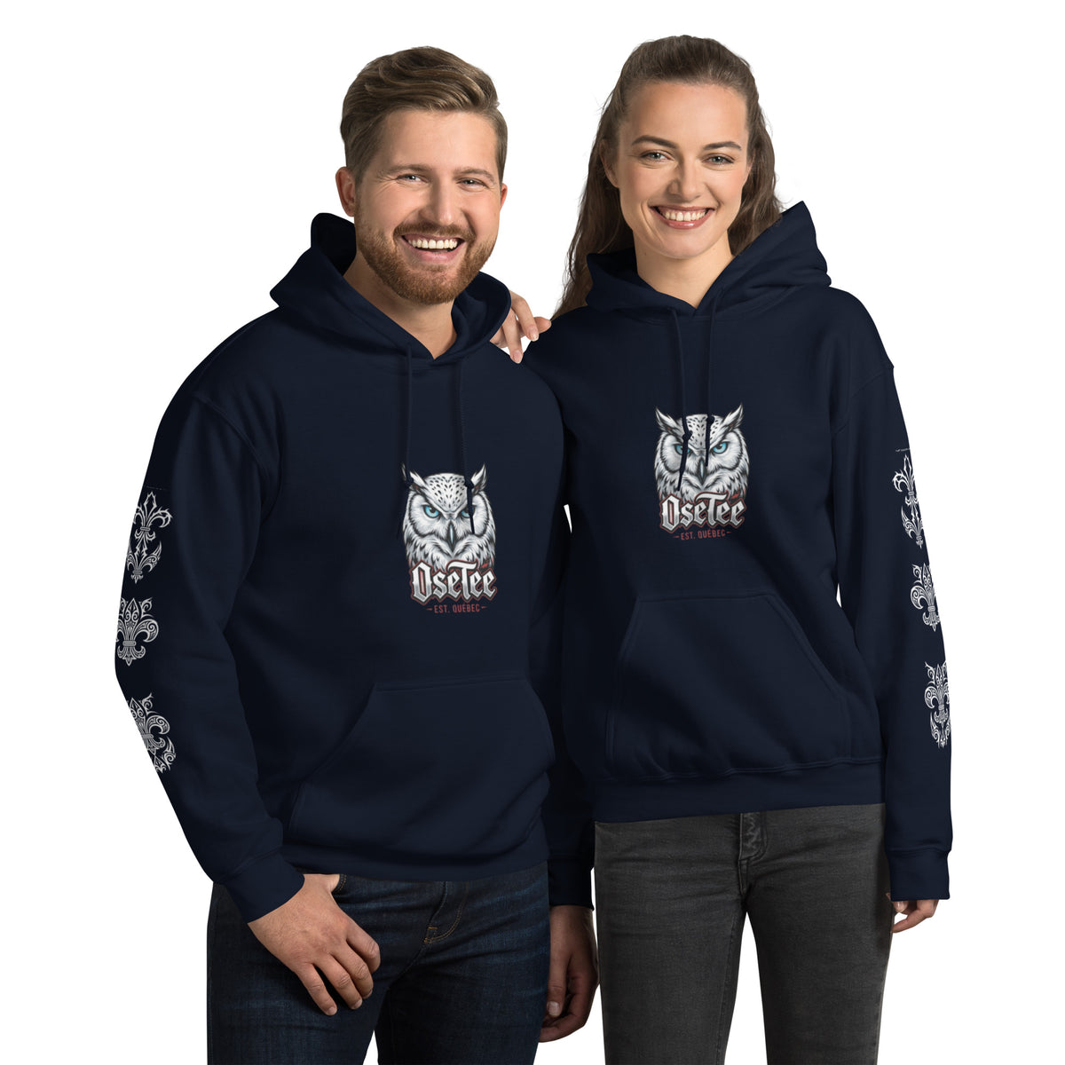 Hoodie OseTee Premium marine – coton ouaté québécois unisexe