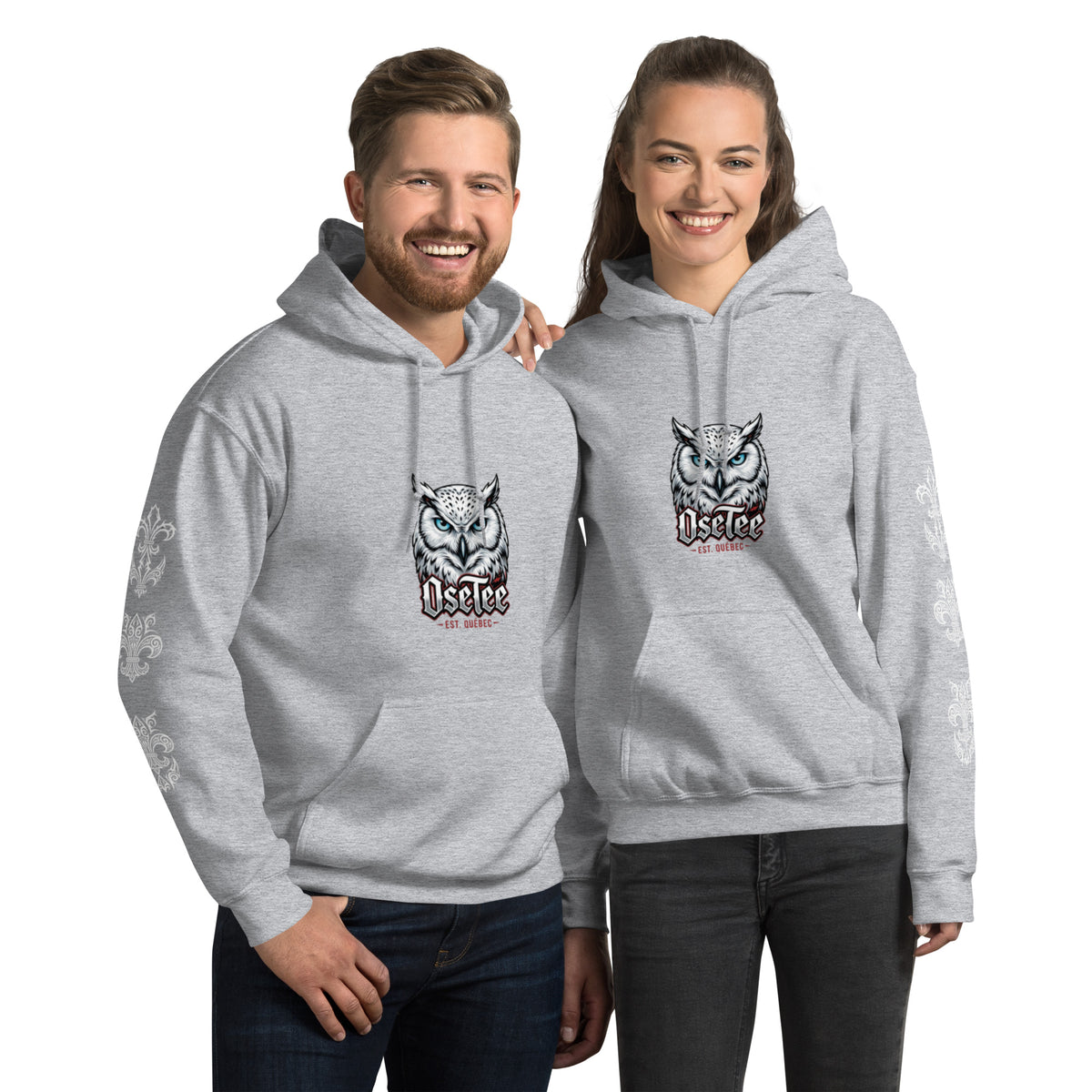 Hoodie OseTee Premium gris sport – coton ouaté québécois unisexe